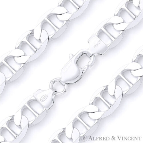 Solid .925 Italy Sterling Silver 12mm Marina Mariner Link Italian Chain Bracelet