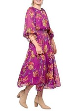 Destination 365 Chiffon Clipped Dot Maxi Dress Bright Berry