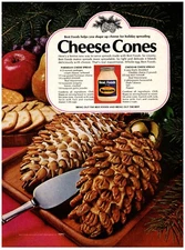 1970 Best Foods Print Ad, Christmas Tree Holiday Cheese Spread Cones Recipes Nut