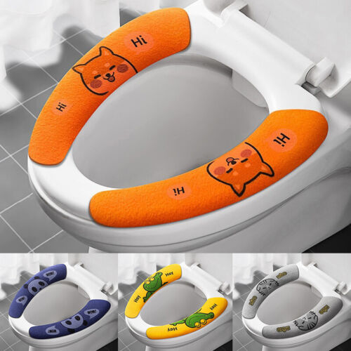 Bathroom Toilet Seat Closestool Washable Soft Warmer Mat Cover Pad Cushion Cover - Picture 1 of 26