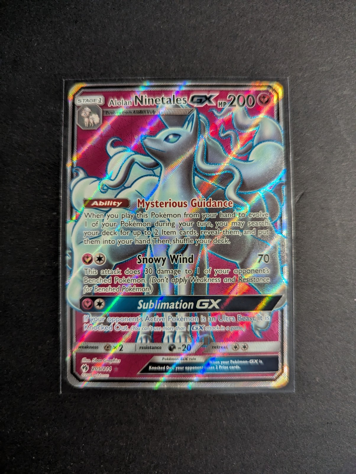 Alolan Ninetales GX (Full Art) 205/214 Pokémon TCG SM Lost Thunder NM