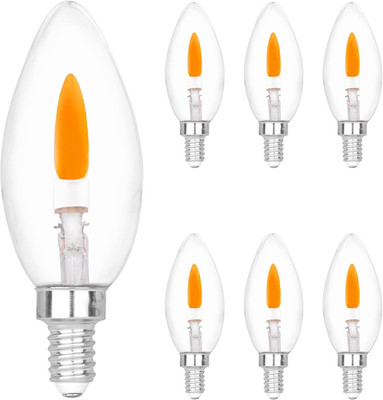 E12 Base (Miniature Screw) C35 Flame Tip Flicker Bulbs - Crystal Clear Candle Li