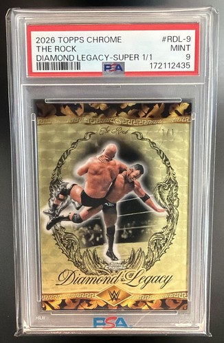 2026 Topps Wrestling Chrome WWE The Rock Diamond Legacy SuperFractor 1/1 PSA 9