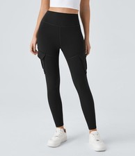 Halara DayStretch High Waisted Butt Scrunch Cargo Leggings in Black Medium