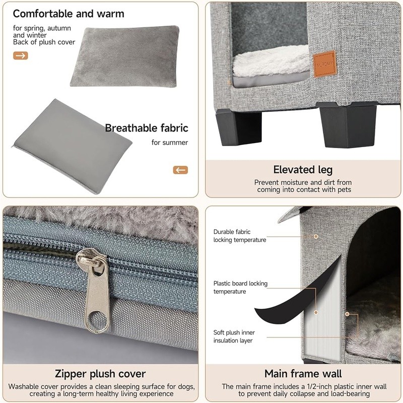 как выглядит Durable Waterproof Indoor Dog House Removable Mats Elevated Design Insulated New фото