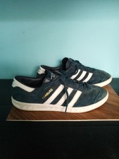 Adidas Hamburg Trainers UK 9 Navy Blue Suede Terrace Casual Shoes Originals