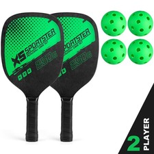 Wooden Pickleball Paddle Set - 2 Non-Slip Rackets 4 Durable Balls  Storage Bag
