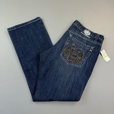 Vintage Rock & Republic Jeans Mens 40x32 Dark Wash Kiedis Skull USA Made Y2K
