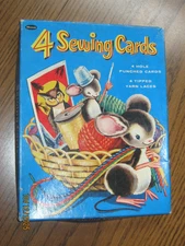 SET OF 6 VINTAGE WHITMAN SEWING LACE UP CARDS 1950s ERA 6" x 8"