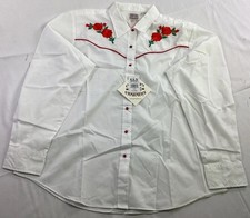 Ely Men's Cattleman Long Sleeve Western Snap Shirt Rose Embroidery Size XL