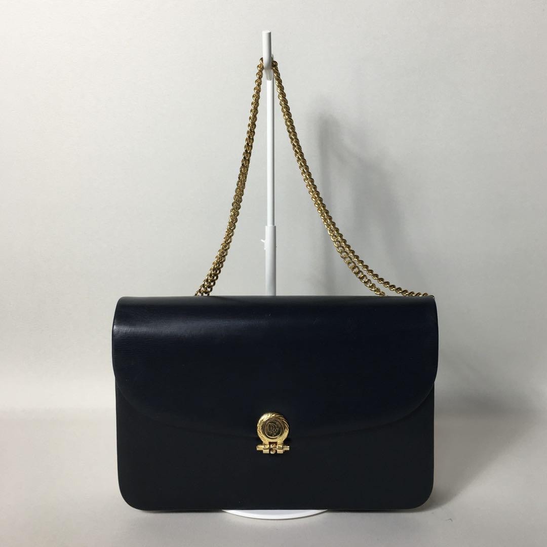 Dior Navy Leather Shoulder Bag Authentic F0803231