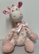 First and Main Jingles Pink Spotted Giraffe Waffle Weave Satin Plush 8" Rattle