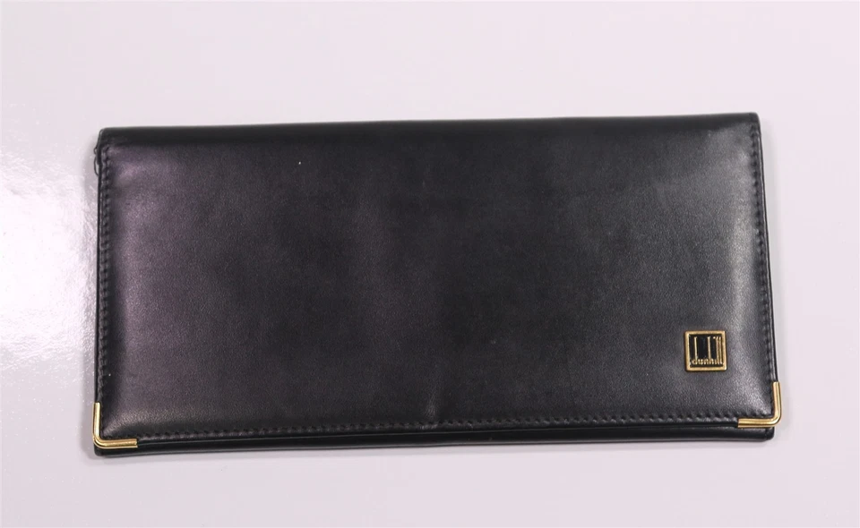 Dunhill Black w/ Gold Trim Long Bifold Wallet Men's Made in Italy - Image 2 of 4