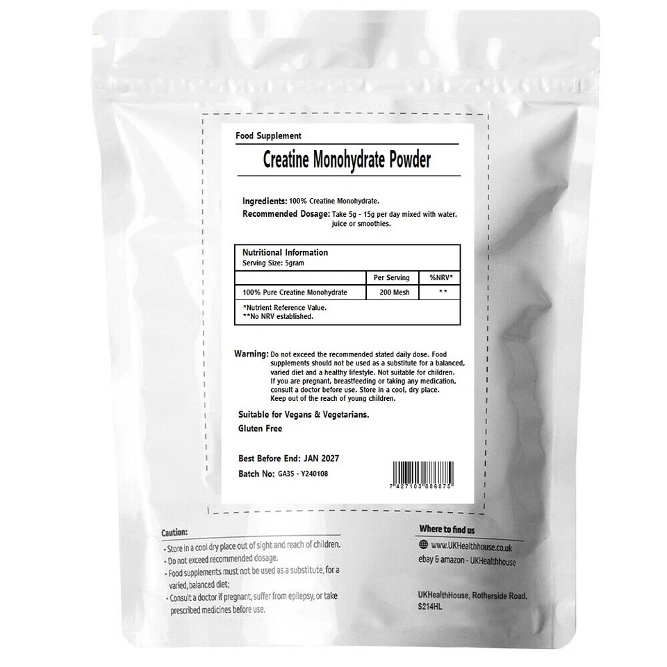 100% Pure Creatine Monohydrate Powder - Micronised - Muscle Gain - 200 Mesh - Image 2 of 4