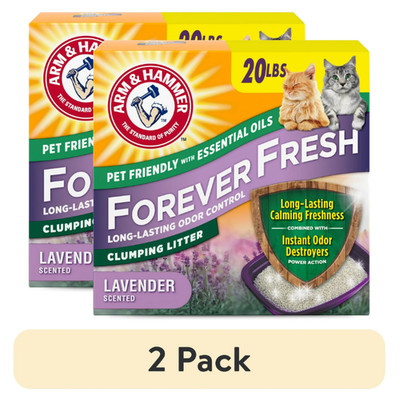 ARM & HAMMER Forever Fresh Multi-Cat Clumping Litter, Lavender, 20 lb, 2-Pack