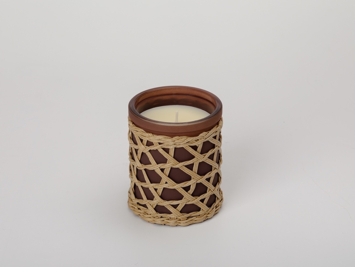 Black Cherry and Cedarwood Scented Candle Rattan Design by French Connection