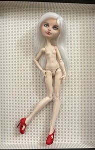 OOAK Custom Ever After High Repaint Doll No Clothes With Red Shoes White Hair