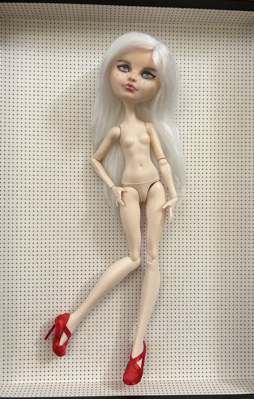 OOAK Custom Ever After High Repaint Doll No Clothes With Red Shoes White Hair