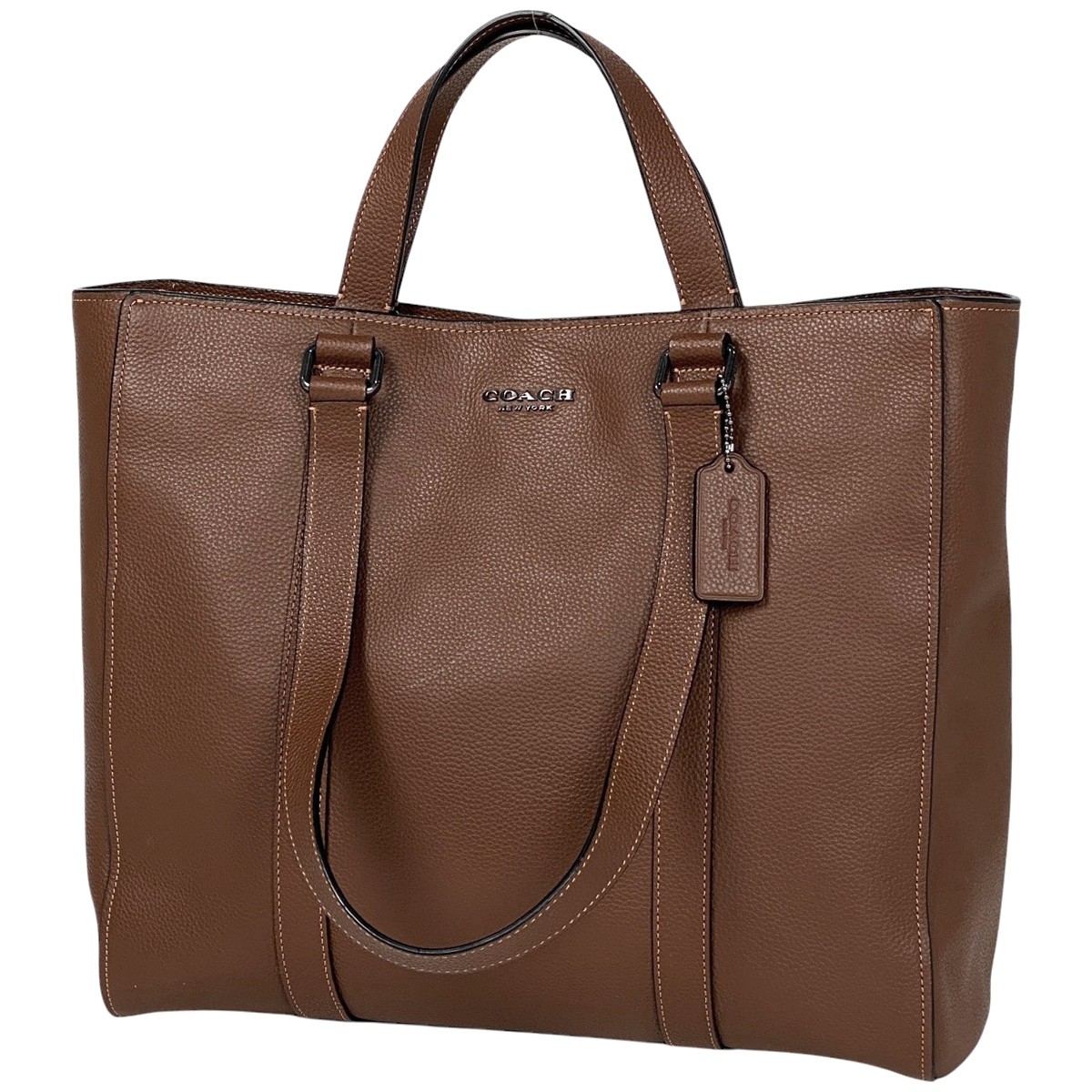 COACH Leather Logo Tote Shoulder Bag for Women in Brown C8157