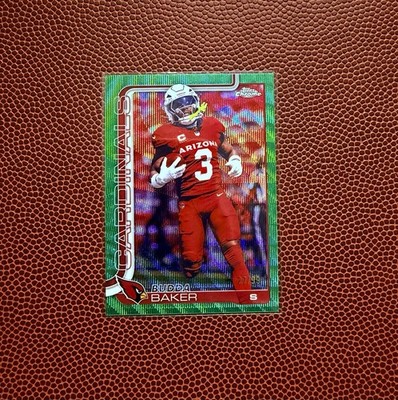 RARE Topps Chrome 2025 #8 Budda Baker Green Wave Refractor Arizona Cardinals /99