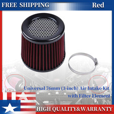 76MM 3 Inch High Flow Cone Cold Air Intake Filter Induction Kit Accessories NEW