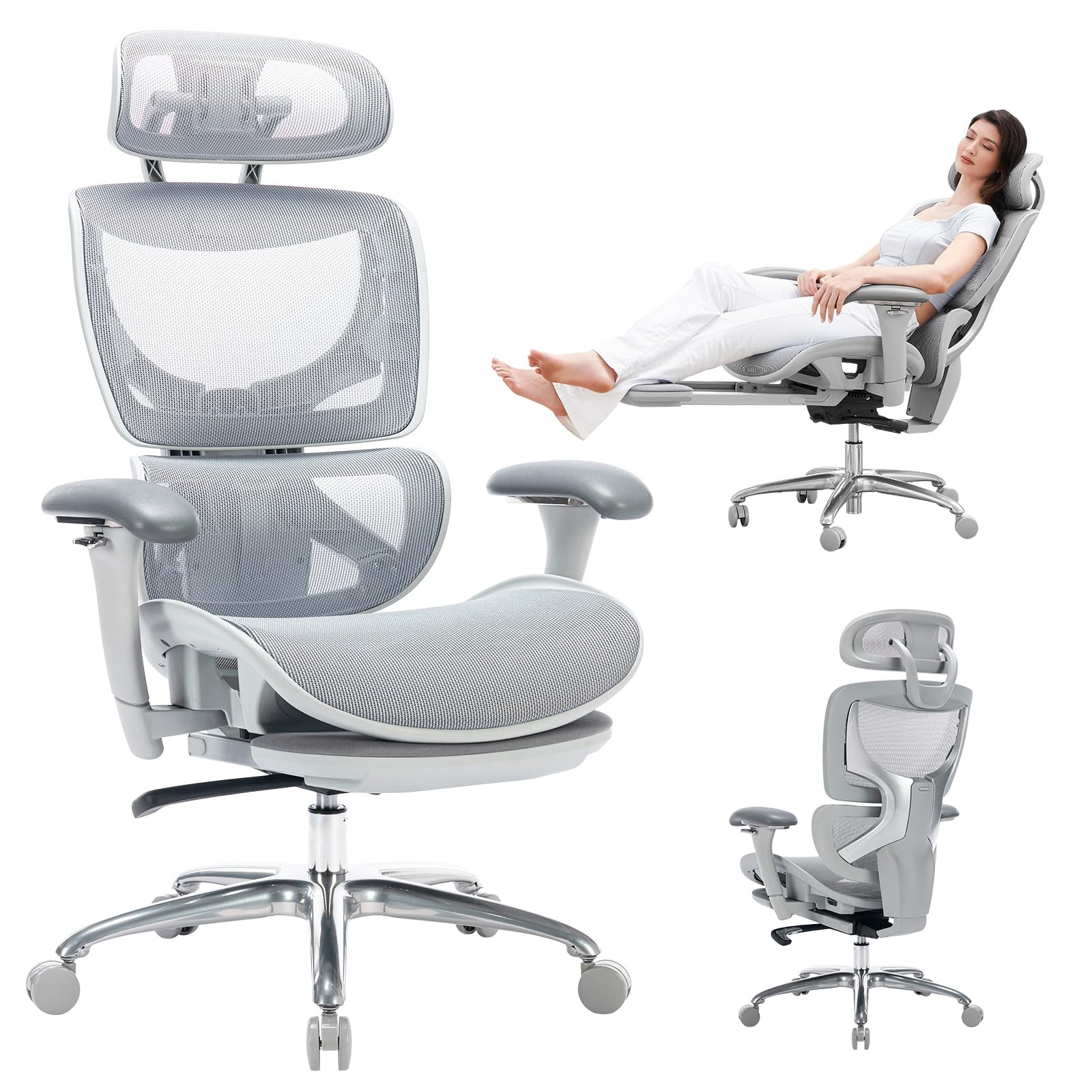 Ergonomic High Back Mesh Office Chair with Adjustable Footrest for Desk Work