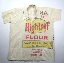 Vtg 1970s High Loaf Homemade Flour Sack Shirt Tunic Pullover Advertising Canada