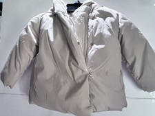 ZARA Girls Ivory Hooded Puffer Jacket Faux Fur Lined Size 3-4 Years 104 NWT