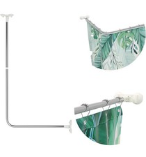 Corner Shower Curtain Rod Adjustable Stainless Steel L Shaped Drill Free 46  -70  