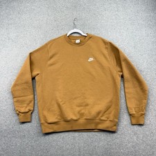 Nike Sportswear Club Fleece Sweatshirt Crewneck Gold Tan Flax Mens  L BV2662-224