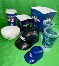 8 Souvenir Dodgers LOT 🔥Opening Day Popcorn Buckets, Cups, LA Bowl + Helmets