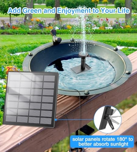 Solar Fountain Upgraded DIY Bird Bath Fountains, 1.8W Glass Black Glass Panel - Picture 5 of 6