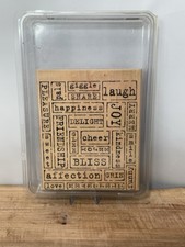 Stampin Up Word By Word Background Stamp Wood Mounted Retired Large
