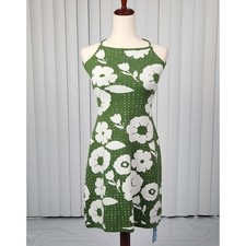 Cider Knit Floral Slim Mini Dress Spaghetti Straps Green White Size Medium New