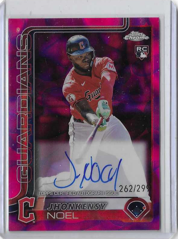 Jhonkensy Noel 2025 Topps Chrome Baseball Rookie Auto Purple Refractor 262/299