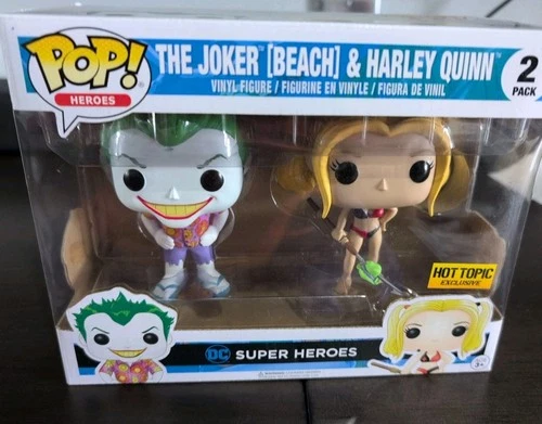 DC Funko Pop! Heroes The Joker Beach & Harley Quinn 2 Pack, Hot Topic 