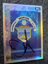 Topps match attax Greenock Morton F C  emblem card signed  manager Dougie Imrie