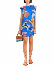FARM RIO Blue Painted Jungle T-shirt Dress In Painted Jungle