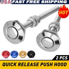 Pair Push Button Quick Release Bonnet Hood Pins Lock Car Clip Auto Bumper Latch