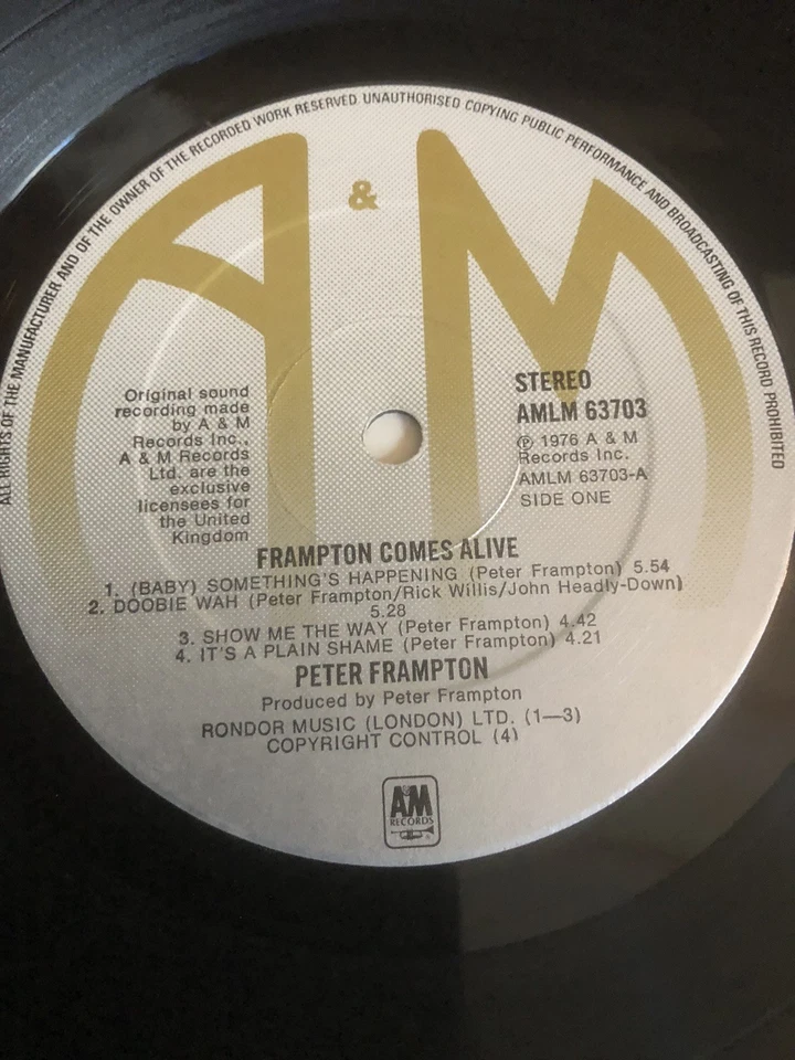 FRAMPTON COMES ALIVE DBL LP A1/B1/C2/D5 EARLY UK PRESS IN EXCELLENT CONDITION - Image 2 of 4
