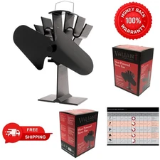 Compact Satin Black Stove Fan - Touch Control & Improved Warm Air Circulation