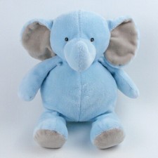 Carters Blue Elephant Rattle Plush Stuffed Animal Toy Gray Feet Ears Baby Lovey