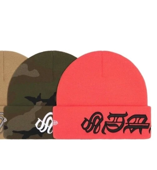Nouveau bonnet Supreme New Era Blackletter Woodland camouflage pastèque SS25