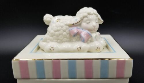 LENOX LAZY LAMB PORCELAIN BABY TRINKET BOX & PLUSH LAMB - Picture 3 of 12