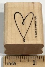 LOVE HEART Outline Sketch Doodle STAMPIN' UP 2005 wood CRAFT RUBBER STAMP