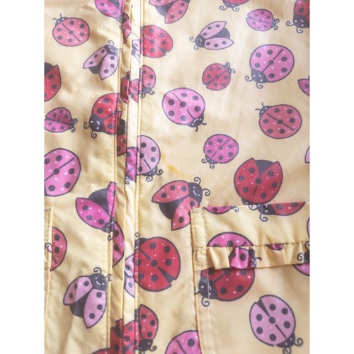 OshKosh Ladybug Rain Jacket Hooded Yellow Pink Girls Size 8 - Picture 2 of 7