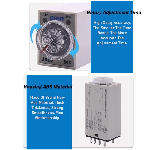 JSZ6-2/4 DC12V DC24V AC220V Power On Timer Time Delay Relay Socket Base 1S~5Min - Picture 5 of 13