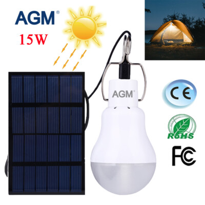 15W LED Solar Lampe Glühbirne Solarleuchte Campinglampe Außen Garten Beleuchtung