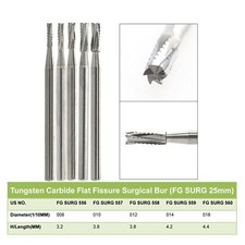 Dental Surgical Bur Long Shank 25mm Straight Fissure FGOS FG SURG 557 558