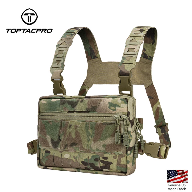 TOPTACPRO Tatcical Chest Rig Bag Chest Recon Bag MOLLE Camo